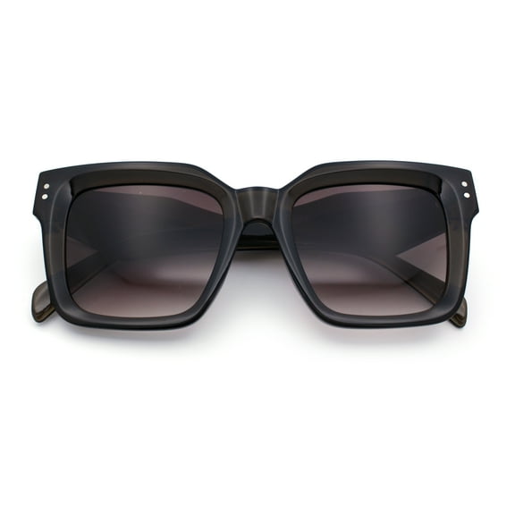 Womens Hipster Horn Rim Geometric Bevel Arm Fancy Plastic Sunglasses Brown Slate - Brown