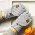 thumbnail image 2 of Lovzfmll Unisex Knit Convertible Gloves, Flip Top Outdoor Winter Gloves, Plush Thickened Warm Handwear for Urban and Outdoor, Gray, 2 of 6