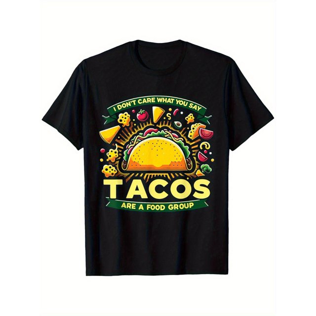 Men's Funny Mexican Food Graphic T-Shirt - Soft Breathable Cotton Shirt for Thanksgiving - Machine Washable Crew Neck Casual Top