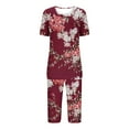 thumbnail image 4 of vigerkar Womens Pajama Sets Short Sleeve Top and Capri Pants 2 Piece Lounge Sets Summer Ladies Pjs Sets with Pockets Pj Loungewear , XL, 4 of 4