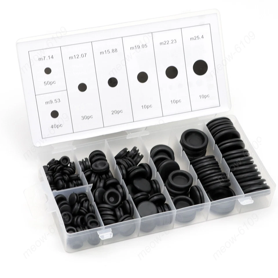 CIRCLE- 170Pcs Rubber Grommet Firewall Hole Plug Electrical Wiring Gasket Assortment Kit