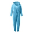 thumbnail image 4 of Moxiu Women Winter Warm Furry Sherpa Romper Fleece  one-piece  Pajama One Piece Zipper Fuzzy Hooded Jumpsuit Sleepwear Loungewear,One Piece Pajamas for Women Plush Homewear 2023, 4 of 6