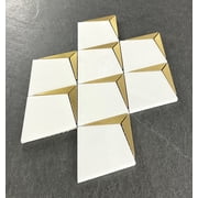 Thassos White Kite Shape With Gold Metal Mosaic Tile - Case (10 Sheets)
