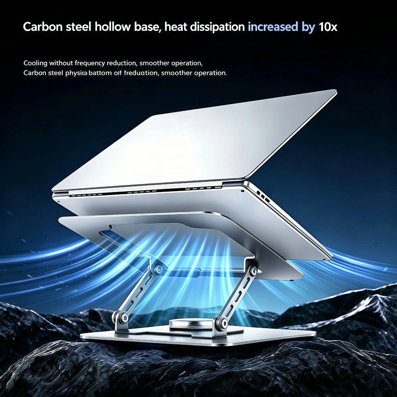 YMWVH Laptop Stand for Desk, Computer Stand with 360 Rotating Base, Ergonomic Laptop Riser for Collaborative Work, Foldable & Portable Laptop Stand Fits for All 10-16"