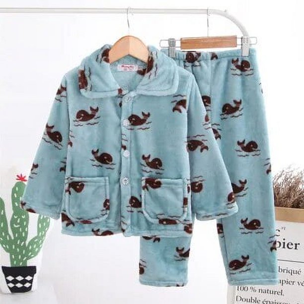 Pijamas de Otoño/Invierno para niñas, conjunto de 2 uds. De ropa para niños, bata infantil de franela, juegos de ropa de lana