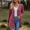 thumbnail image 3 of Defitshape Women's V Neck Top Long Cardigan Sweater Plus Size Long Sleeve Fitted Deep V Neck Casual Button Date Night Knitwear Burgundy 5X-Large, 3 of 5