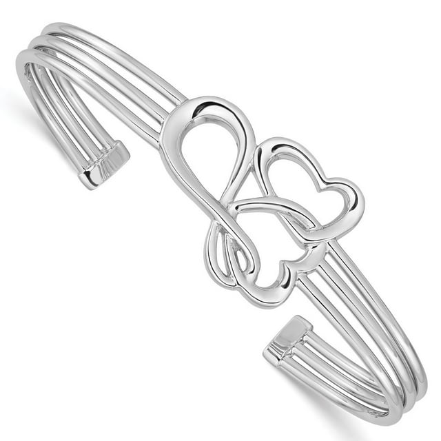 Diamond2Deal 925 Sterling Silver Rhodium Plated Hearts and Infinity Cuff Bangle for Women