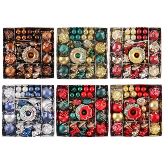 FEOLGEHLY 80 Pack Christmas Ball, Christmas Ball Ornaments Set, Christmas Tree Decorations, Christmas Indoor Outdoor Decorations, Hanging Baubles for Xmas Tree Fireplace Wreath Decor (A)