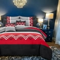 thumbnail image 2 of Davulos 6 Piece Geometric Pattern Red Comforter Set，Queen Bed in a Bag Set , Stylish Bedding Set with Comforter, Flat Sheet, Fitted Sheet, 2 Pillowcases & 1 Decorative Pillowcase, 2 of 8
