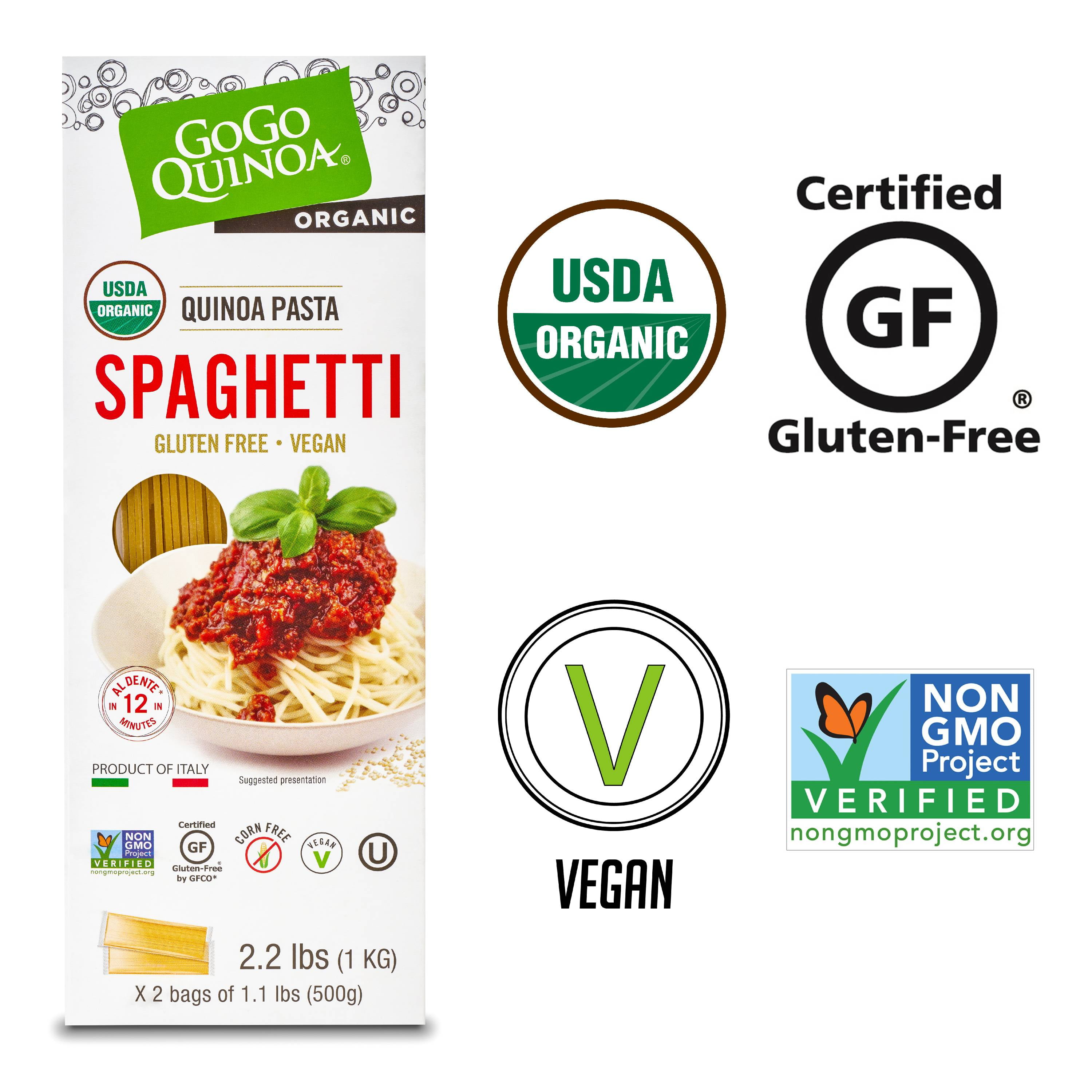 GoGo Quinoa Organic Spaghetti Noodles, Vegan Gluten Free Dry Pasta, Made of Non-GMO Nutritious Ancient Grains