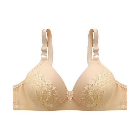 SMihono Women s Full Coverage Floral Bra Non Padded Lace Minimizer Bras Breathable Comfortable Daily Bralette Underwear Beige 38