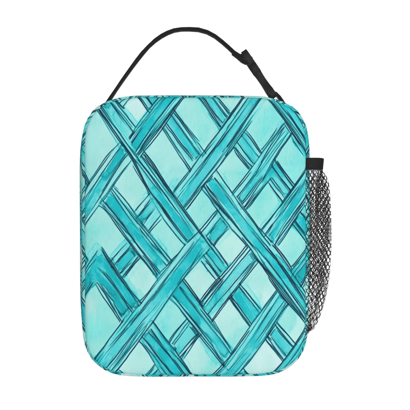 Lunch Bag For Women Men Insulated Portable Lunch Box Bento Box Office Picnic Travel Cooler Bag Turquoise Moroccan Trellis Hand-Drawn Sketch_62922_2