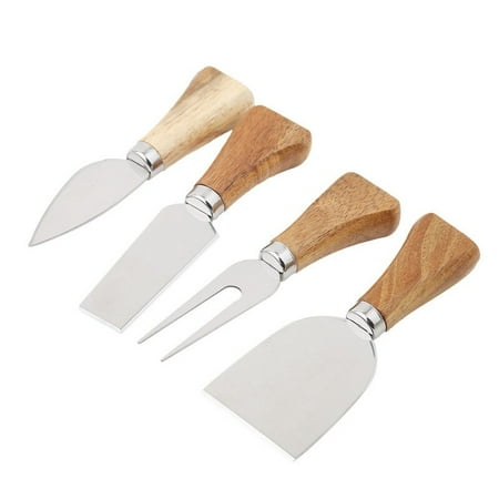

4pcs/set Stainless Steel Cheese Bamboo Handle Cheese Slicer Wooden Handle Cheese Set Collection Cheese Cutter