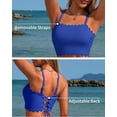 thumbnail image 4 of Sociala Strapless High Waisted Bikini Sets for Women Tummy Control Scallop Ribbed Bandeau Swimsuit Lace up Bathing Suits, 4 of 11