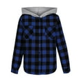 thumbnail image 4 of UQJfacai Boys Hoodies Shirts Kids Casual Button Down Plaid Shirt Fall Winter Long Sleeve Hooded Shacket Jackets with Pocket 5-14 Years, 4 of 6