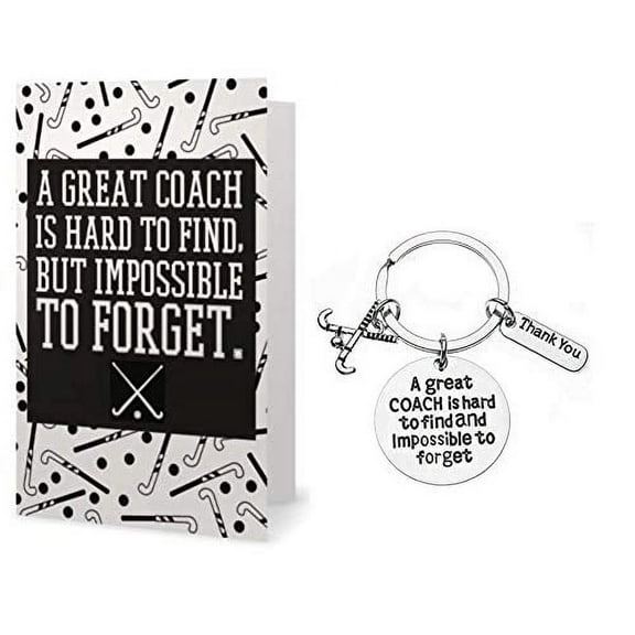 Sportybella Field Hockey Coach Keychain and Card Gift Set, Field Hockey Coach Gifts, Great Coach is Hard to Find but Impossible to Forget Keychain for Men and Women (Simple)