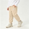 thumbnail image 5 of LUGOGNE Boys Jogger Pants Warm Fleece Lined Active Sweatpants Textured Kids Fall Winter Clothing with Pockets Beige,Size 2 T, 5 of 9