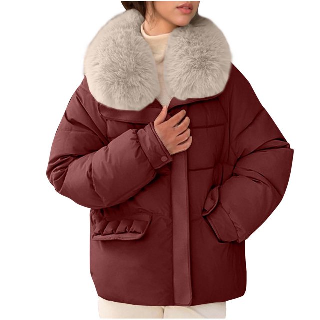 Wensltd Quilted Coat for Women Solid Color Long Sleeve Fall Winter Daily Wear Warmth Outerwear Regular Fit