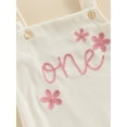 thumbnail image 6 of Caoirhny Baby Girls Romper Overalls Bodysuit Letter Flower Embroidery Buttons Straps Infant Jumpsuit Summer Clothes, 6 of 9