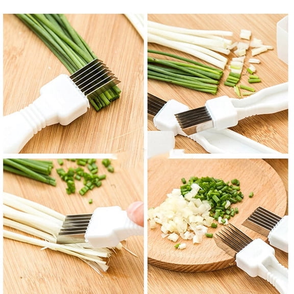 Green Onion Cutter, Stainless Steel Onion Cutter Slicer, 6 Blades (Set of 2)