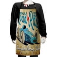 thumbnail image 1 of Cars Kids Apron, New York Racing Club Race Car from Twenties Road Race Team Old School Cool Design, Boys Girls Apron Bib with Adjustable Ties for Cooking Baking Painting, Aqua Sand Brown, by Ambesonne, 1 of 2