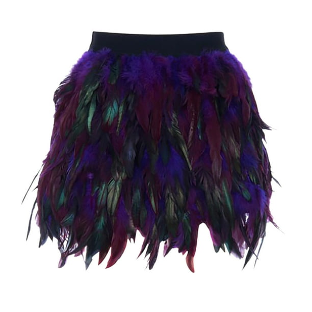 Gibobby mini faldas de mujer para mujer, Navidad, Santa, Halloween, degradado , plumas sintéticas, Cosplay(Morado, S)