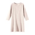 thumbnail image 4 of Women's Long Sleeve Nightgown, Brushed Plush Sleepwear, Round Neck Lounge Dress, Soft Home Nightdress, Plus Size Sleepwear, Cozy Loungewear, Cold Weather Pajama Dress - Light Pink, 4 of 4