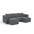 thumbnail image 4 of 94.1" modular Sectional Sofa,Compressed Corduroy couch, Comfy Compression Sofa for small spaces, Gray, 4 of 6