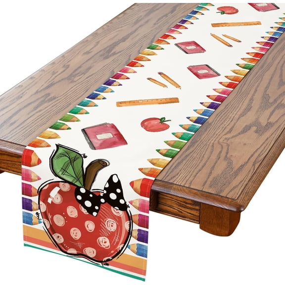 Back to School Decorations, Colorful Crayons Table Runners 72 Inches Long Back to School Table Runner for Indoor Outdoor Classroom Decor Dining Table Party Decorations (13" x 90")