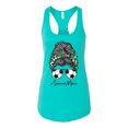thumbnail image 3 of Messy Bun Soccer Life | Mom Life Game Day Vibes Sports Lover | Mother's Day Sports Ladies Racerback Sleeveless Top, Tahiti Blue, XL, 3 of 5