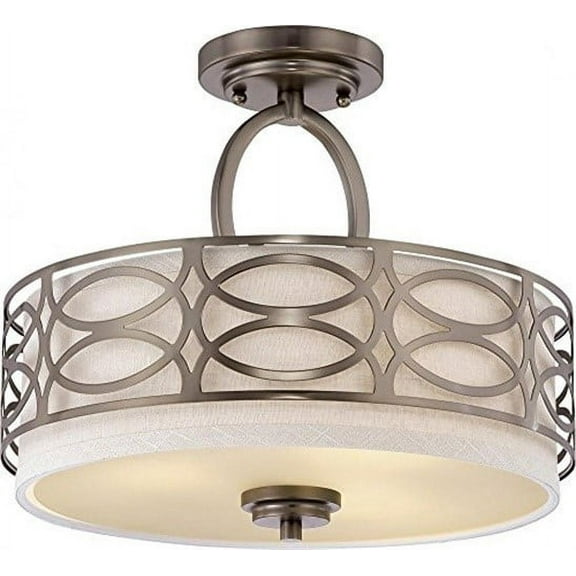 Nuvo 60-4729 - Harlow - 3 Light Semi Flush Fixture w/ Khaki Fabric Shade