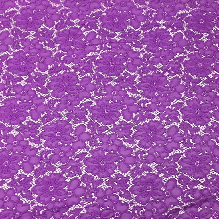 Purple stretch cheap lace fabric