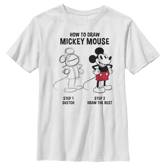 Boy's Mickey & Friends How to Draw Mickey  Graphic Tee White X Large