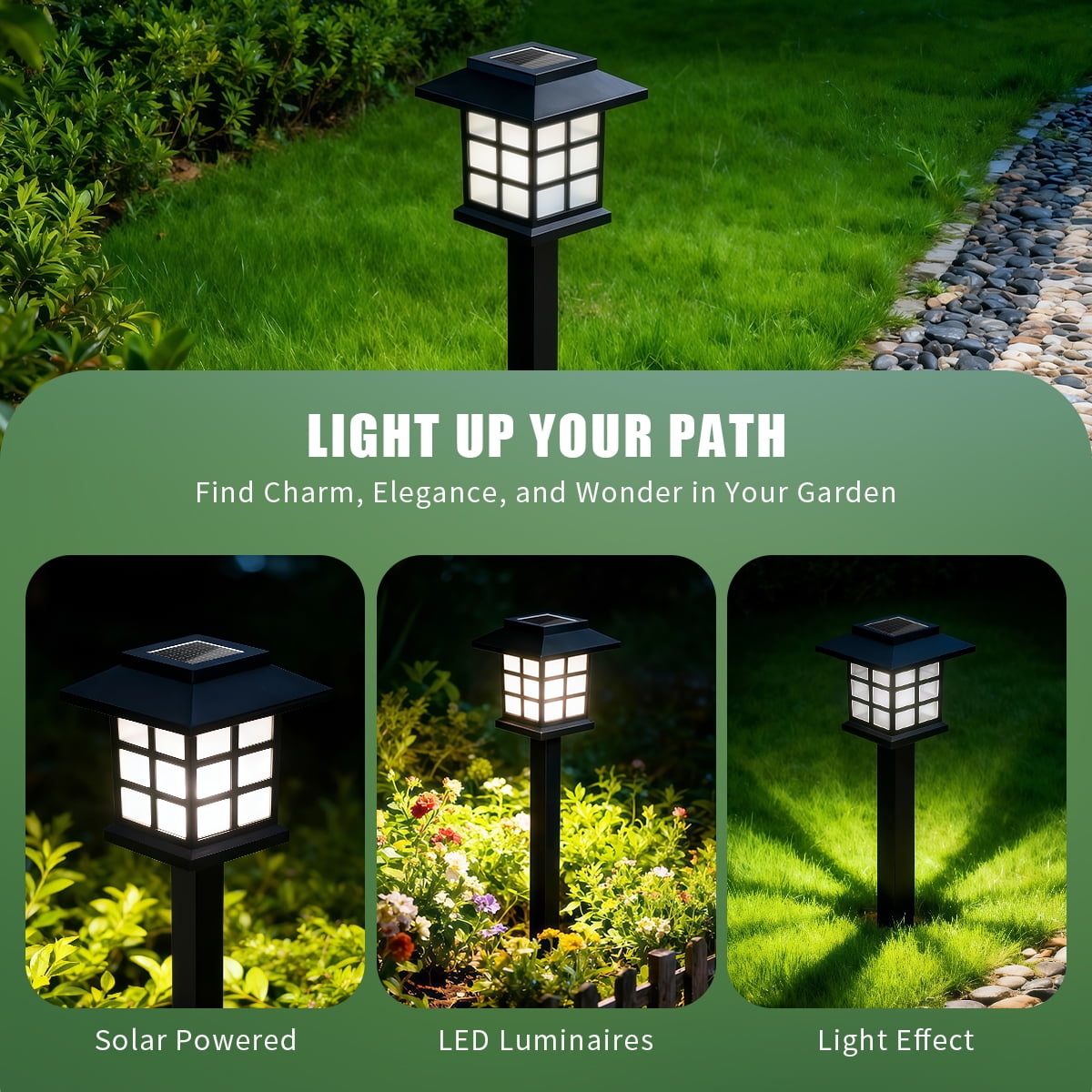 24 Pack Solar Lights Outdoor Decorative, Solar LED Waterproof Pathway Lights Outdoor, Solar Powered Retro Garden Yard Lights for Garden, Landscape, Path, Yard, Patio, White