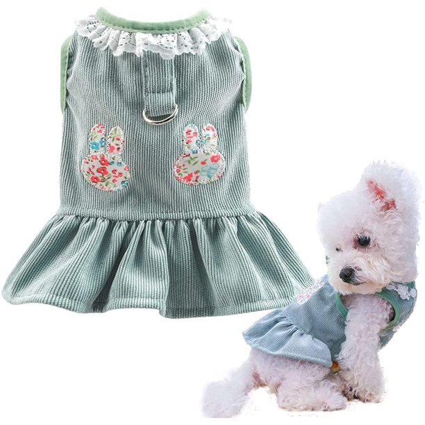 Vestido de arnés para perro con anillo de correa estampado de conejo falda de princesa para mascotas ropa de gato ropa de cachorro para perros pequeños medianos traje de perrito para niña Namotu CZCW-ZC414-9
