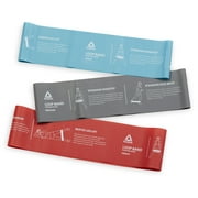 Reebok Loop Bands 3-Pack, Self-Guided Print, Light, Medium and Heavy Resistance Levels Included