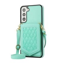 Dteck PU Leather Wallet Cover for Samsung Galaxy S22 Plus 5G Crossbody Case with Credit Card Holder 6.6", Women Girl Purse Kickstand Galaxy S22 /S22 Plus Cover,Green