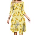 thumbnail image 1 of Je Suis Bananes pour Toi! Robe Évasée Nœud Cœur Design Mode Grande Taille Robe Ample Saine Bananes Fruitées Banane, 1 of 5