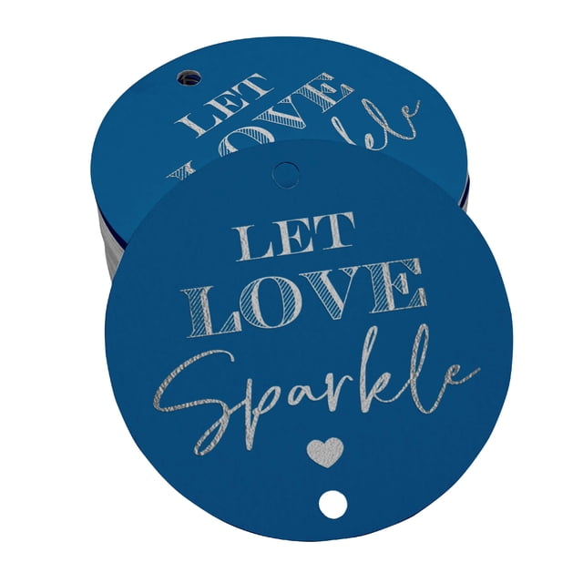 Inkdotpot Pack Of 50 Real Silver Foil Paper Tags Let Love Sparkle Wedding Favor Hang Tags