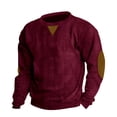 thumbnail image 2 of Mens Casual Corduroy Sweater with Unique Triangular Applique and Round Reinforced Elbow Patches Wine M, 2 of 6