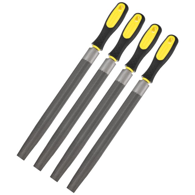 Uxcell 4-Pack Lima Metálica Semi-Circular de 10 Pulgadas, Lima de Acero de Alto Carbono con Mango