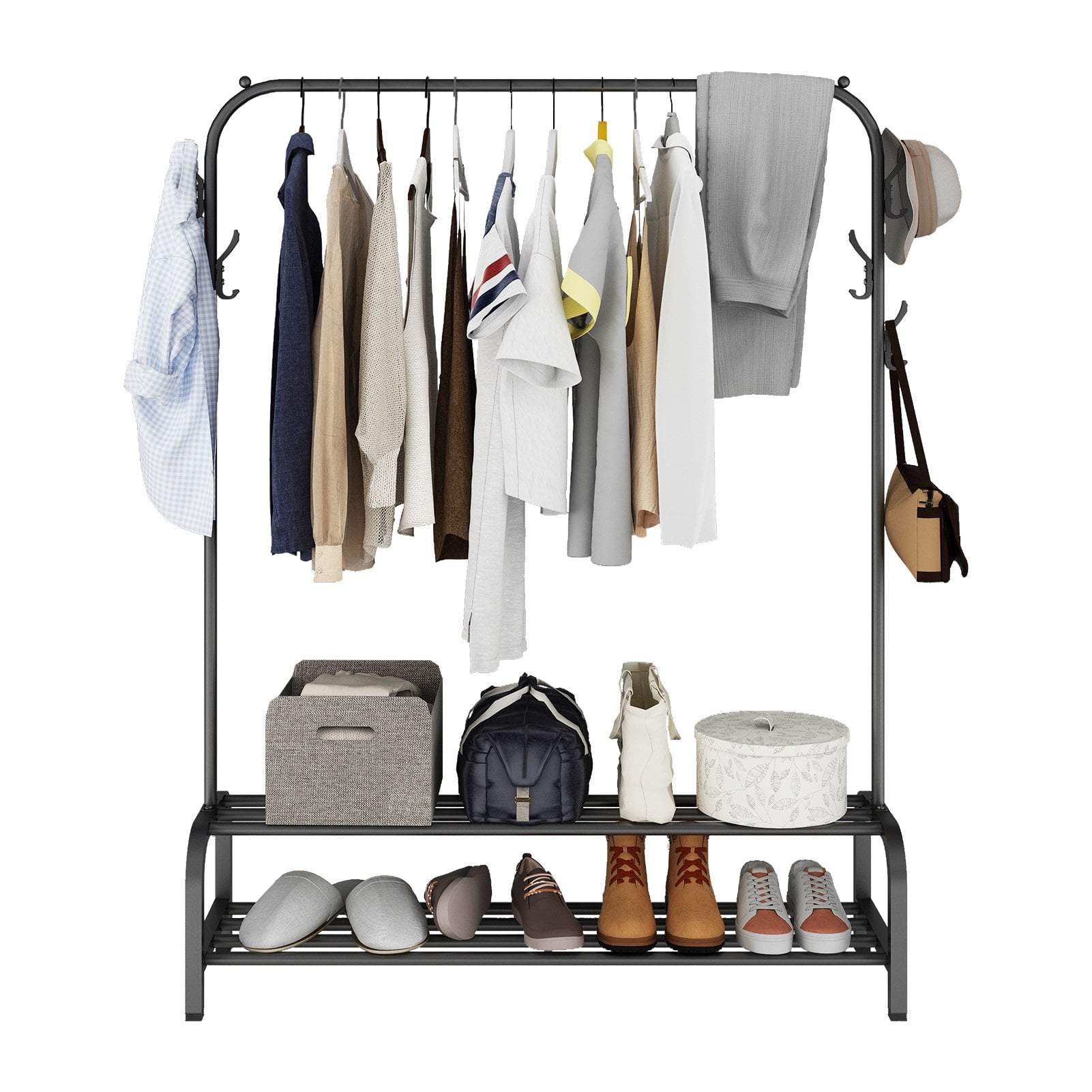 Garment Rack Single Rail, 2 Tier Clothes Rack, Freestanding Clothing