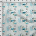 thumbnail image 3 of oneOone Cotton Jersey Turquoise Blue Fabric Stamps & Direction Compass Travel Diy Clothing Quilting Fabric Print Fabric By Yard 58 Inch Wide, 3 of 4