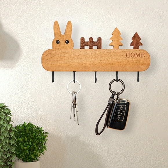 Fan Shop Savings Iumwxz Key Holder Wall Mount Wooden Wall Key Holder Behind the Door Living Room Bedroom Key Non Perforated Key Storage Rack Home Decoration