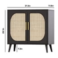 thumbnail image 5 of Gzxs 31.5"W Sideboard Buffet Cabinet with Rattan Decorated Doors, Farmhouse Accent Kitchen Cupboard Console Cabinet with Adjustable Shelf and Solid Wood Legs, Black, 5 of 6