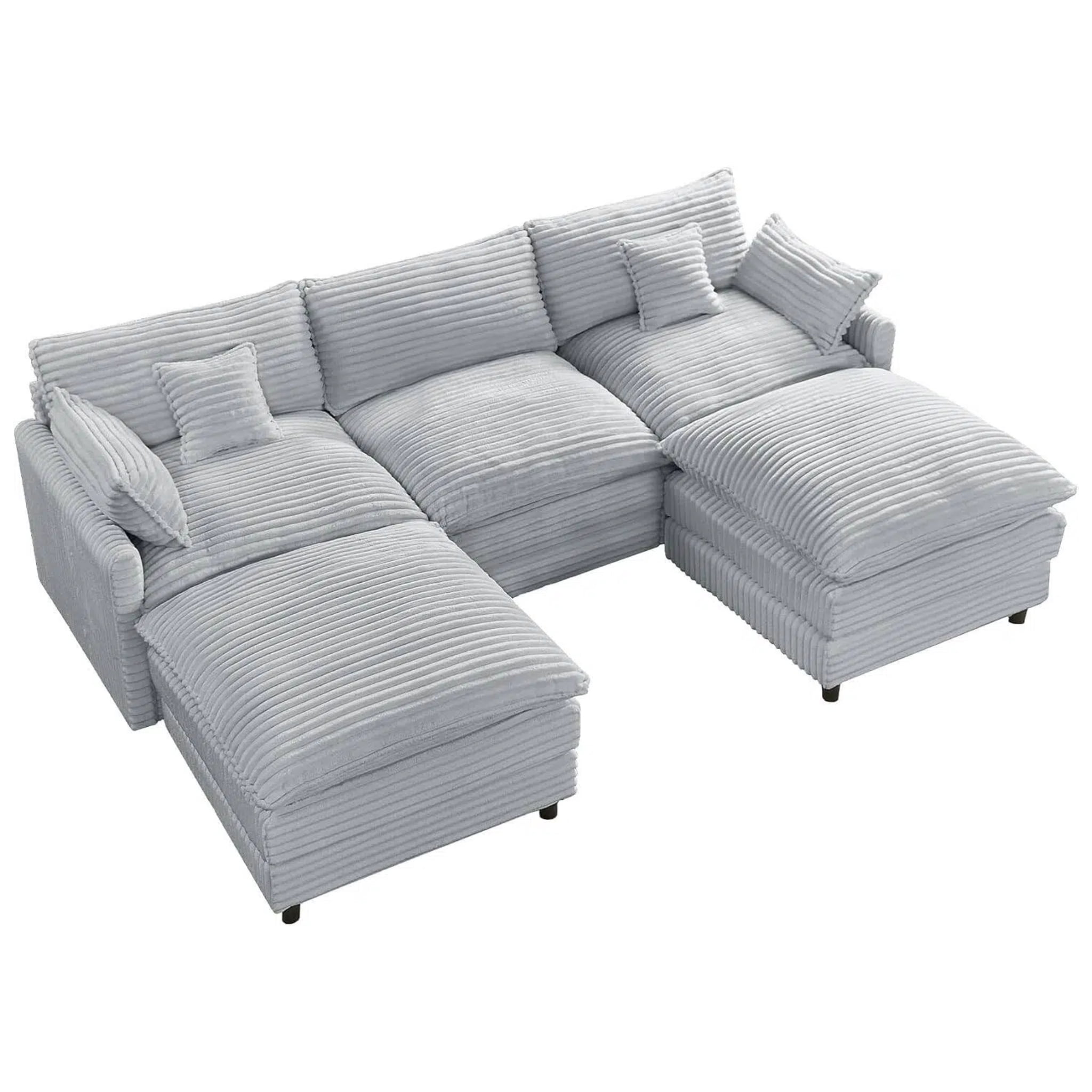 AISWORD 112" Modern L Shaped Modular Sectional Sofa, Cloud Sectional Deep Seat Couch, 4 Seater High-Density Memory Foam Couch Chenille Sofa, Boneless Couches for Living Room, No Assembly, Green