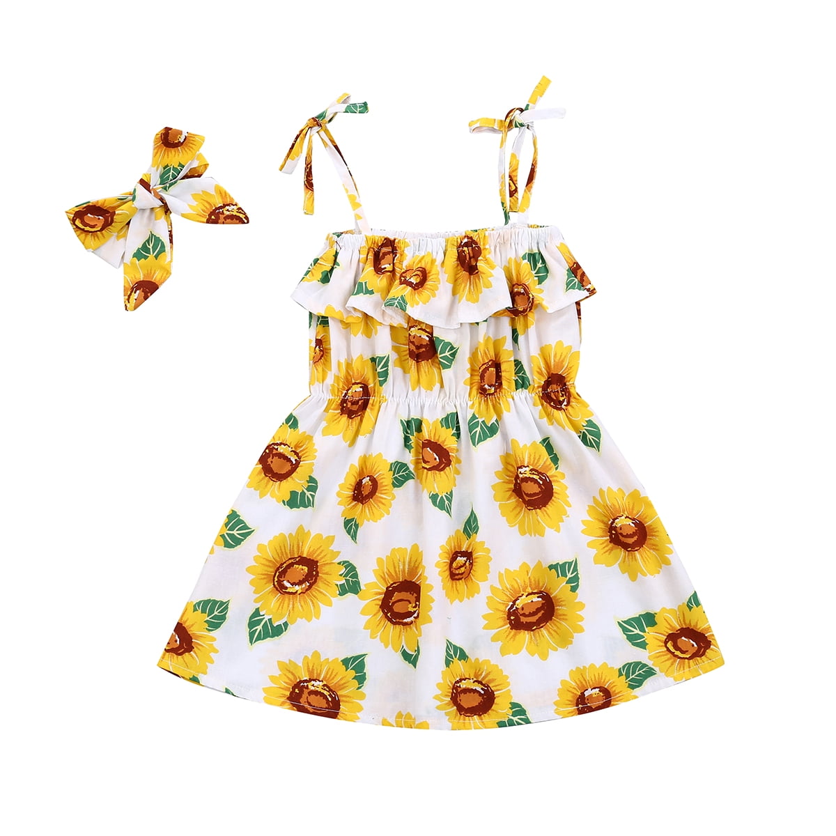 NEW Sunflower Suspender Skirt Girls Outfit Set 2T 3T 4T 5T 