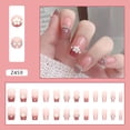 thumbnail image 2 of asddcavvf Pink Press on Nails Shiny Pearl Chain Drill False Nail Patch Flower Design Wearable Nail 2, 2 of 6