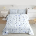 thumbnail image 2 of Castle Fairy Blue Flower Queen Comforter Set,Floral Leaves Bedding Comforter Set, 2 of 8