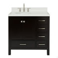 thumbnail image 2 of Ariel Cambridge 36 Inch Single Left Offset Oval Sink Bathroom Vanity With Carrara White Quartz Countertop 1.5 Edge In Espresso, 2 of 10
